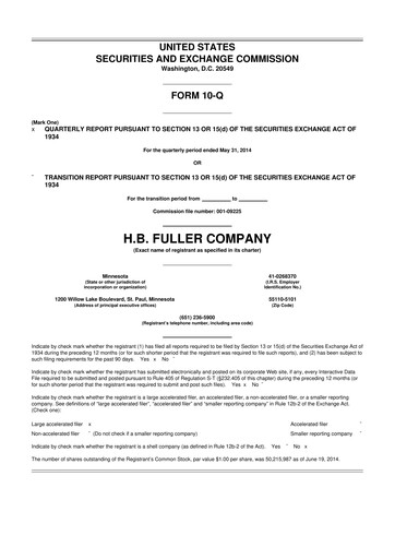Thumbnail H.B. Fuller
 10-Q Quarterly Report FY2014 