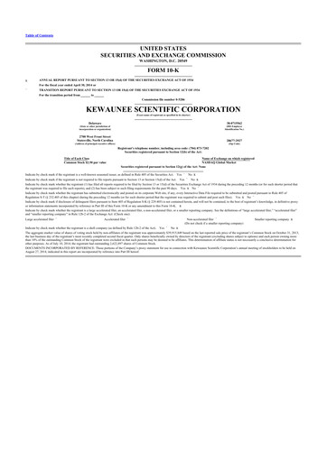 Thumbnail Kewaunee Scientific Corporation 10-K Annual Report 2014