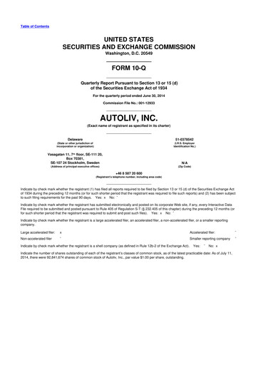 Vorschaubild Autoliv 10-Q Quartalsbericht 2014 