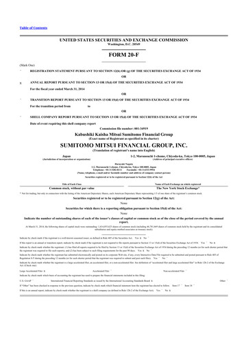 Thumbnail Sumitomo Mitsui Financial Group 20-F Annual Report 