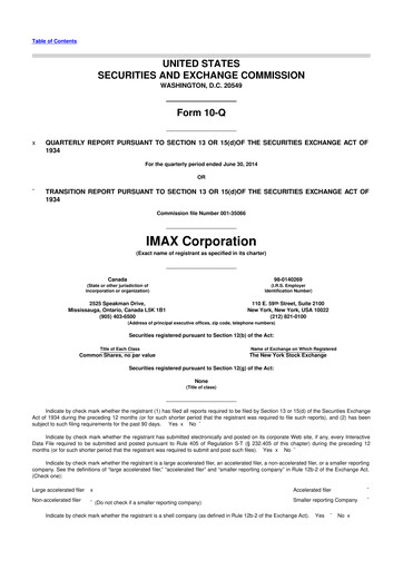 Thumbnail Imax Corp 10-Q Quarterly Report FY2014 