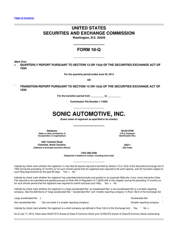 Thumbnail Sonic Automotive
 10-Q Quarterly Report FY2014 