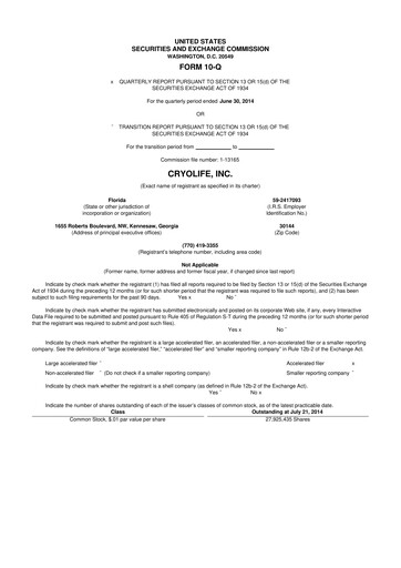 Thumbnail Artivion 10-Q Quarterly Report FY2014 