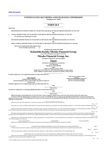 Thumbnail Mizuho Financial Group
 20-F Annual Report 2014