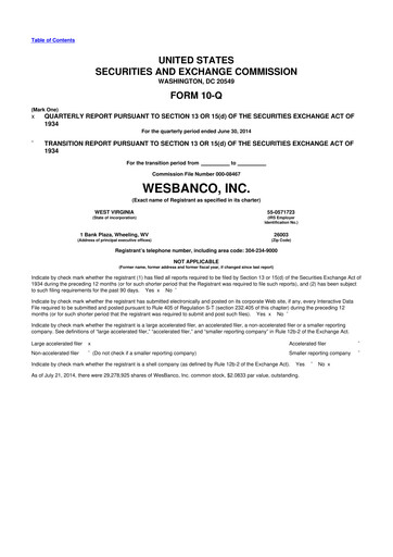 Miniature WesBanco 10-Q Rapport trimestriel  