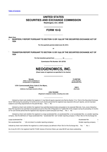 Thumbnail NeoGenomics
 10-Q Quarterly Report FY2014 