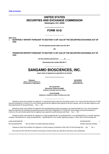 Thumbnail Sangamo Therapeutics
 10-Q Quarterly Report FY2014 