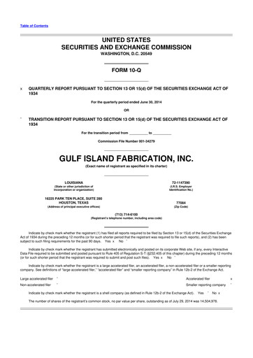 Thumbnail Gulf Island Fabrication
 10-Q Quarterly Report FY2014 