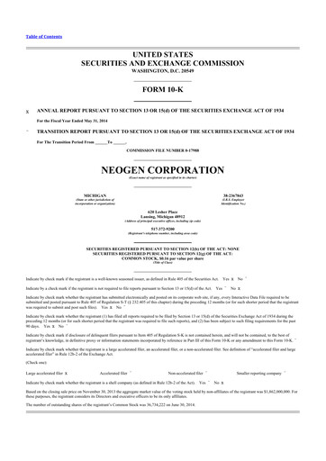 Thumbnail Neogen 10-K Annual Report 2014