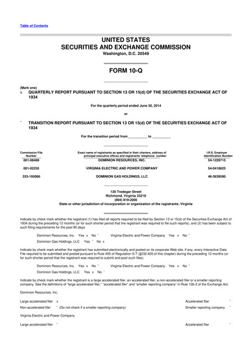 Thumbnail Dominion Energy 10-Q Quarterly Report FY 