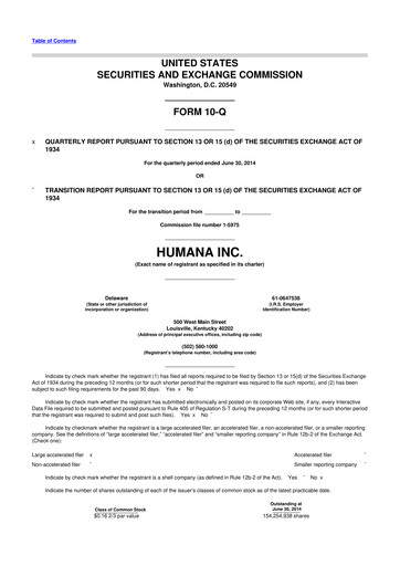 Vorschaubild Humana 10-Q Quartalsbericht 2014 