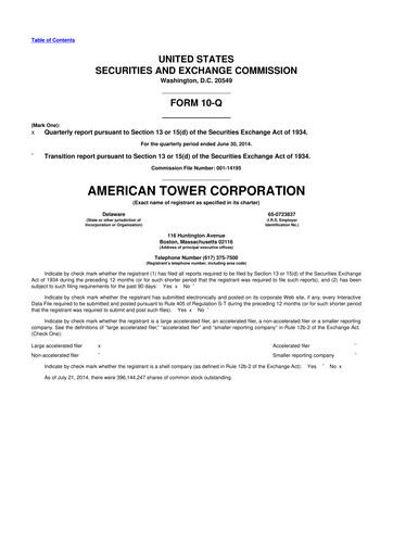 Thumbnail American Tower 10-Q Quarterly Report FY2014 