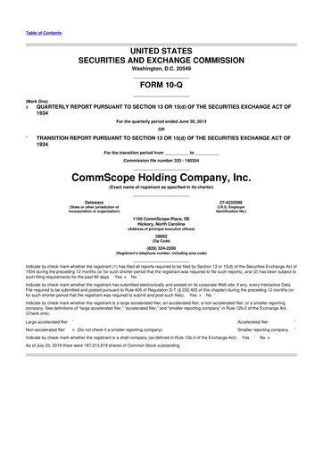 Miniature CommScope
 10-Q Rapport trimestriel 2014 
