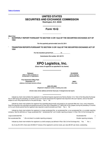 Thumbnail XPO Logistics 10-Q Quarterly Report FY2014 