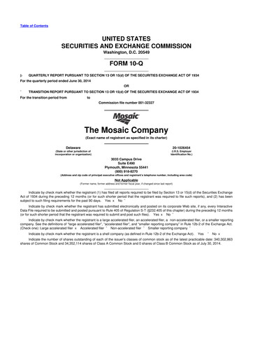 Thumbnail The Mosaic Company 10-Q Quarterly Report FY2014 