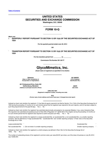 Thumbnail GlycoMimetics
 10-Q Quarterly Report FY2014 