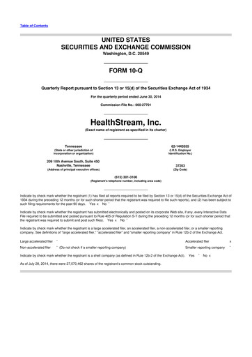 Thumbnail HealthStream 10-Q Quarterly Report FY2014 