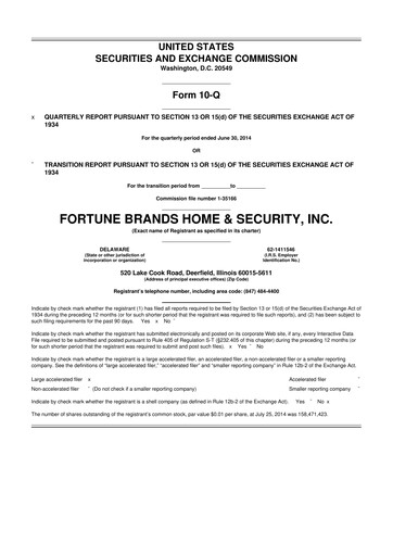 Thumbnail Fortune Brands Innovations 10-Q Quarterly Report FY2014 