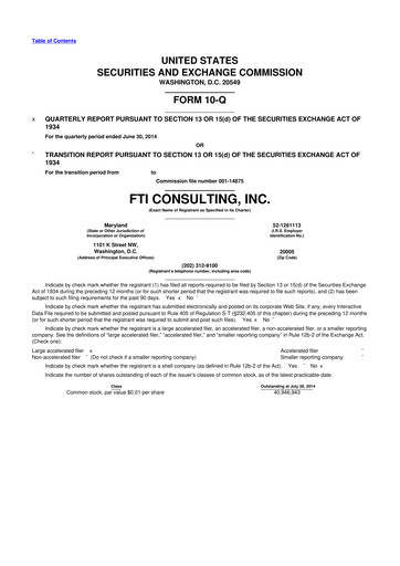 Thumbnail FTI Consulting 10-Q Quarterly Report FY2014 