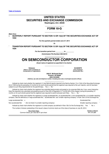 Thumbnail ON Semiconductor 10-Q Quarterly Report FY2014 