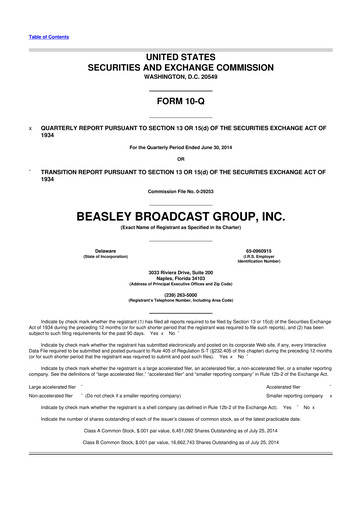 Thumbnail Beasley Broadcast Group
 10-Q Quarterly Report FY2014 