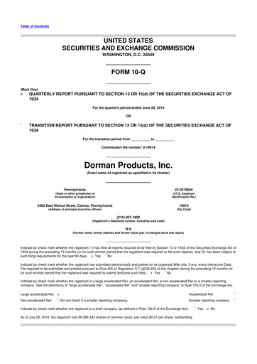 Thumbnail Dorman Products 10-Q Quarterly Report FY2014 