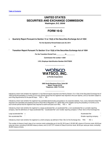 Thumbnail Watsco
 10-Q Quarterly Report FY2014 