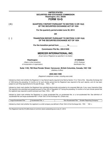 Thumbnail Mercer International 10-Q Quarterly Report FY2014 