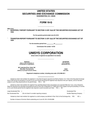 Thumbnail Unisys 10-Q Quarterly Report FY2014 