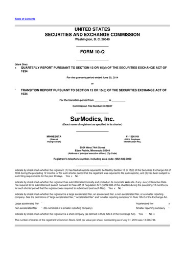 Thumbnail SurModics 10-Q Quarterly Report FY2014 