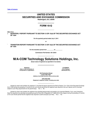 Miniature MACOM Technology Solutions 10-Q Rapport trimestriel 2014 