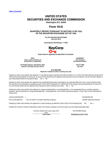 Miniature KeyCorp (KeyBank) 10-Q Rapport trimestriel 2014 