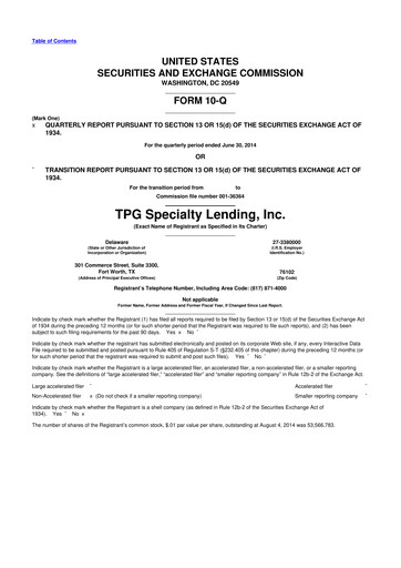 Vorschaubild Sixth Street Specialty Lending 10-Q Quartalsbericht  