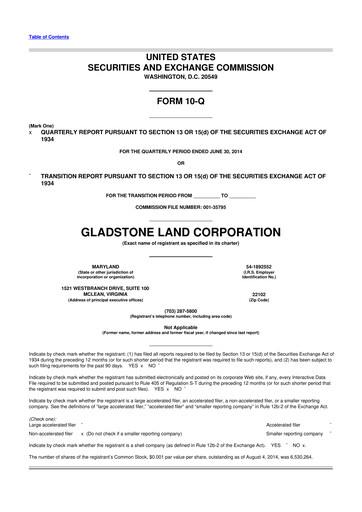 Thumbnail Gladstone Land 10-Q Quarterly Report FY2014 