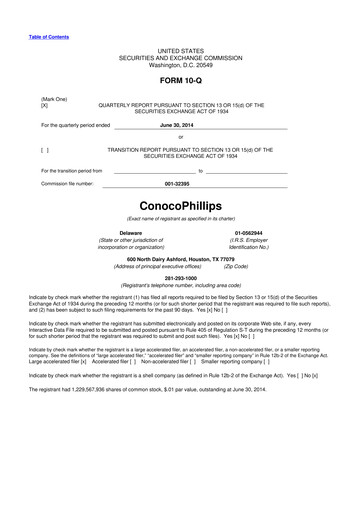 Thumbnail ConocoPhillips 10-Q Quarterly Report FY2014 