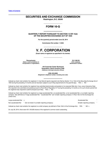 Vorschaubild VF Corporation 10-Q Quartalsbericht 2014 