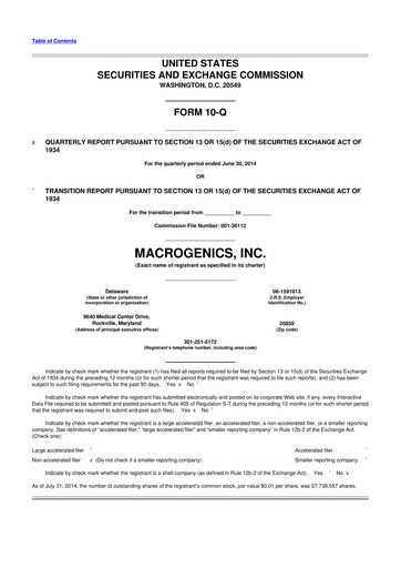 Thumbnail MacroGenics 10-Q Quarterly Report FY2014 