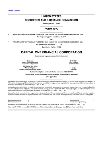 Thumbnail Capital One 10-Q Quarterly Report FY2014 