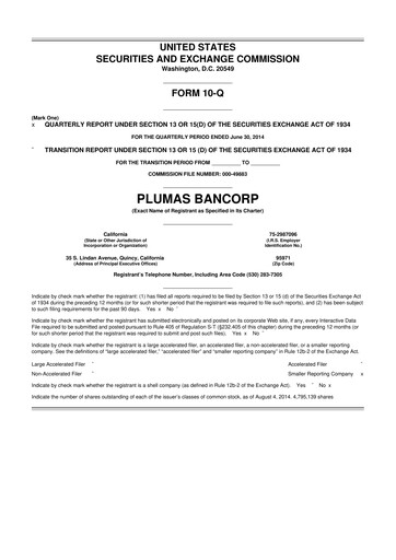 Vorschaubild Plumas Bancorp 10-Q Quartalsbericht 2014 