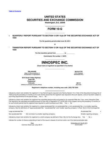 Thumbnail Innospec 10-Q Quarterly Report FY2014 