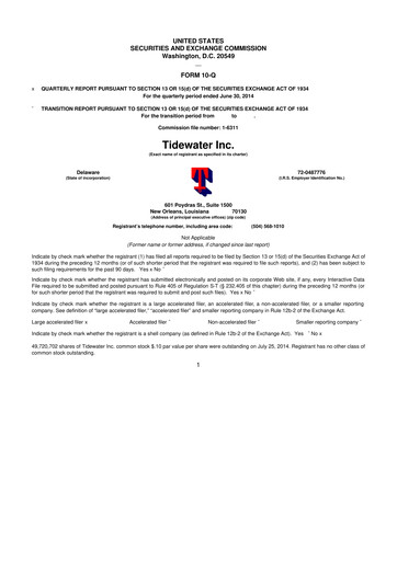 Thumbnail Tidewater 10-Q Quarterly Report FY2015 