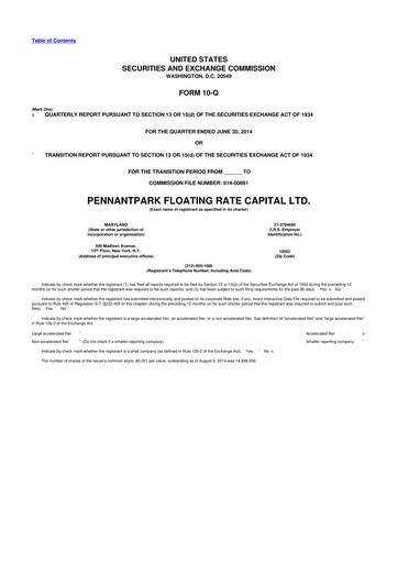 Thumbnail PennantPark Floating Rate Capital Ltd.
 10-Q Quarterly Report FY 