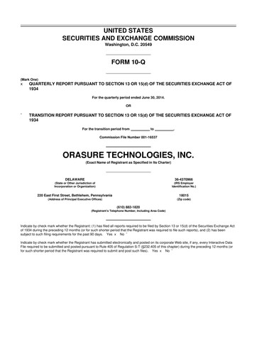 Thumbnail OraSure Technologies 10-Q Quarterly Report FY2014 