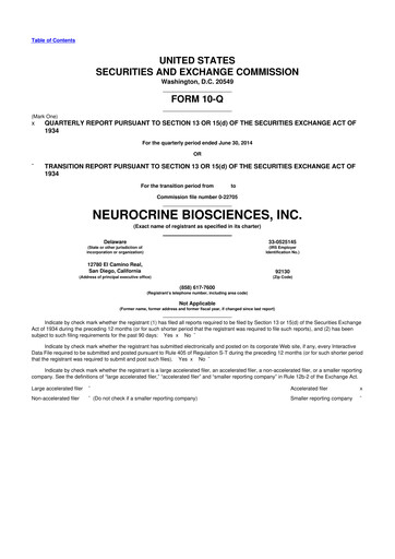 Thumbnail Neurocrine Biosciences
 10-Q Quarterly Report FY2014 