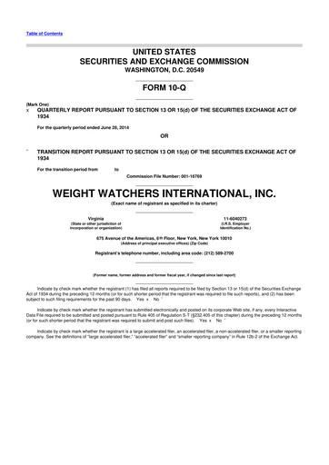 Thumbnail Weight Watchers 10-Q Quarterly Report FY2014 