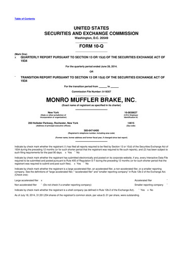 Thumbnail Monro 10-Q Quarterly Report FY2015 