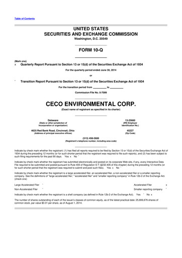 Thumbnail CECO Environmental
 10-Q Quarterly Report FY2014 