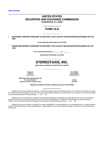 Vorschaubild Stereotaxis 10-Q Quartalsbericht 2014 