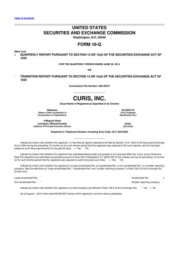 Thumbnail Curis 10-Q Quarterly Report FY2014 