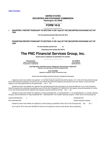 Thumbnail PNC Financial Services 10-Q Quarterly Report FY2014 